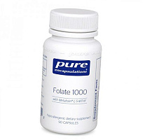 Фолат, метафолин, Folate 1000, Pure Encapsulations