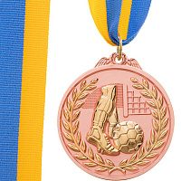Медаль спортивная с лентой двухцветная Футбол C-7030