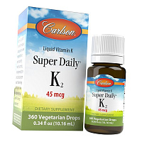 Жидкий Витамин К2, Менахинон-7, Super Daily K2 45, Carlson Labs