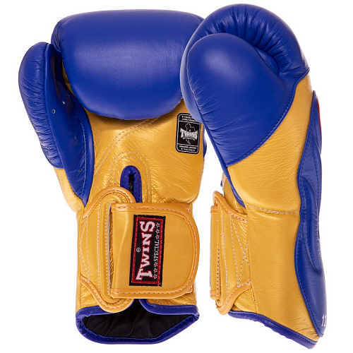 Перчатки боксерские кожаные BGVL6 (10oz Золото-синий )