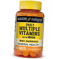 Мультивитамины с железом, Daily Multiple Vitamins With Iron, Mason Natural