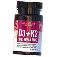Витамины Д3 К2, Vitamin D3 + K2, Golden Pharm