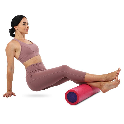 Роллер для йоги и пилатеса гладкий FI-9327-60 (  Розово-фиолетовый)