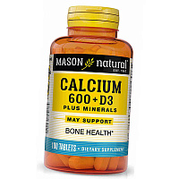 Кальций и Витамин Д3 с минералами, Calcium 600 + Vitamin D 3 Plus Minerals, Mason Natural