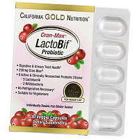 Пробиотики с Клюквенным концентратом, LactoBif Probiotics Cran-Max 25 Billion, California Gold Nutrition