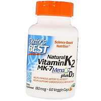 Натуральный Витамин К2 плюс Д3, Natural Vitamin K2 MK7 MenaQ7 plus D3, Doctor's Best