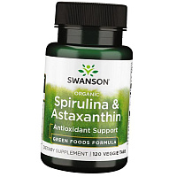 Органическая спирулина и астаксантин, Organic Spirulina & Astaxanthin, Swanson