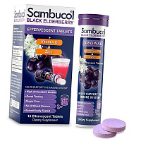 Бузина с Витамином С и Цинком, Black Elderberry Effervescent Tab, Sambucol