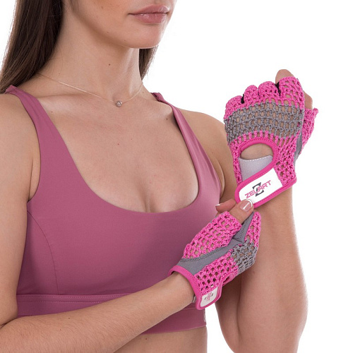 Перчатки для фитнеса женские SB-161954 (XS Розово-серый)