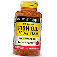 Рыбий жир без отрыжки, No Burp Fish Oil 1200, Mason Natural
